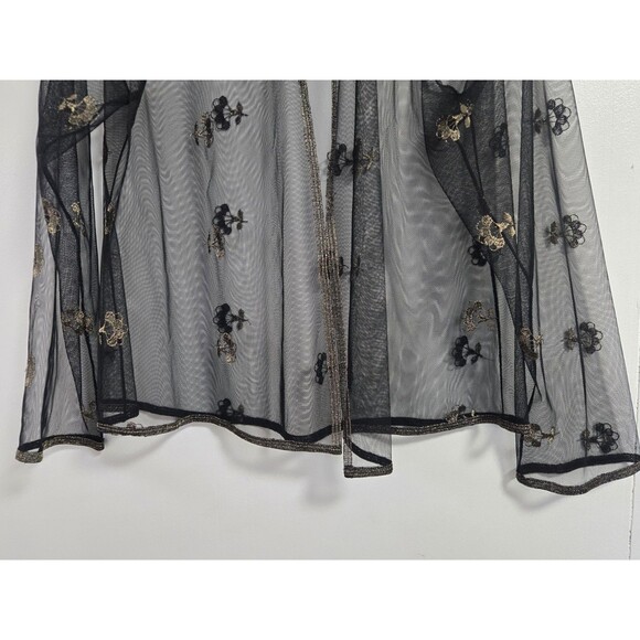 VTG Nicole Bakti Cardigan Womens M Black Lace Sheer Flower USA Whimisigoth Fairy - Picture 3 of 8
